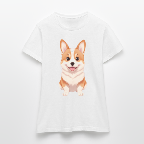 T-Shirt Donna Girocollo Anatomia Di Un Corgi, Bianca, Cotone Morbido 100%