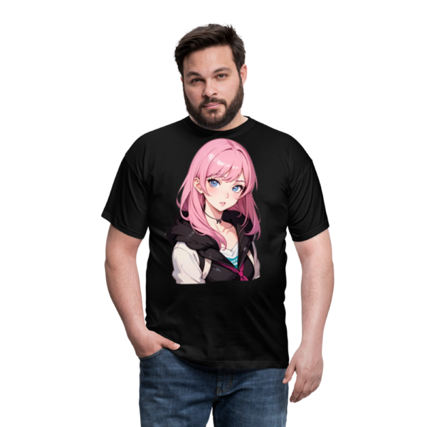 Pink haired Waifu Men's T-Shirt - Image 5